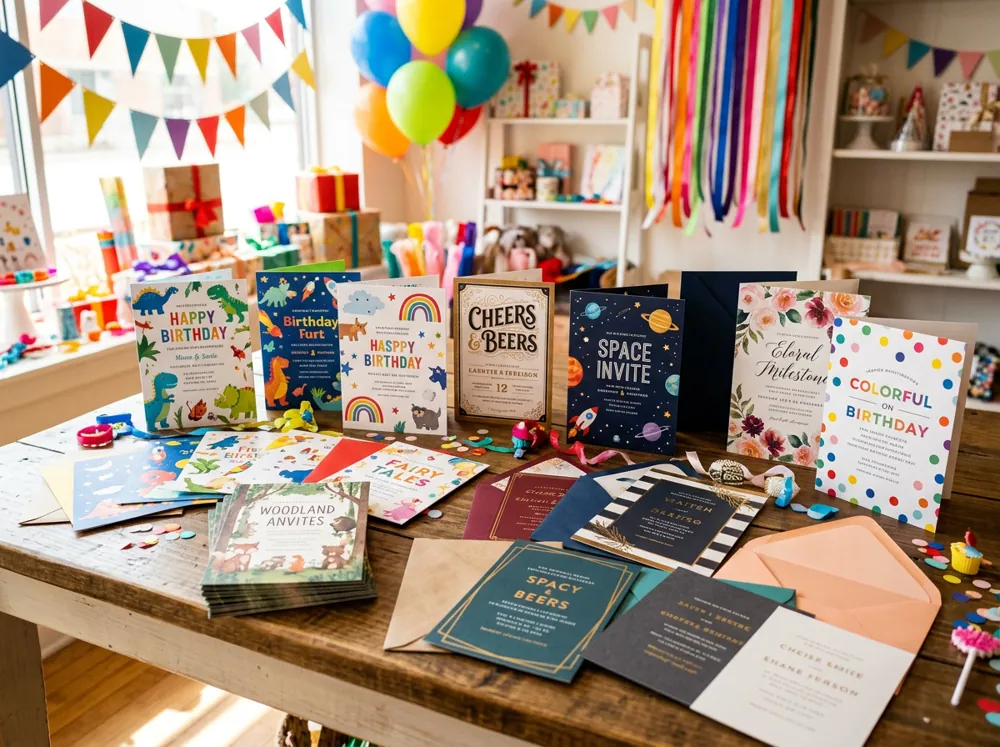 Invitaciones de cumpleaños impresas con distintos diseños, temas infantiles y para adultos