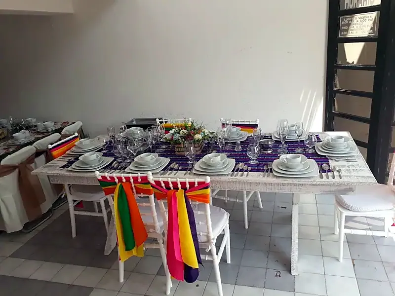 Mesa montada para fiesta de Lonas y Carpas Ortíz en Acambay